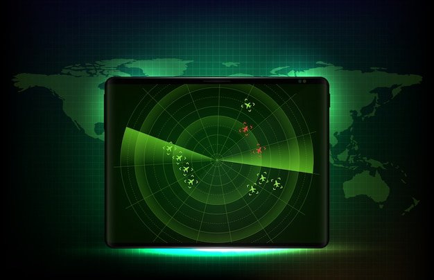A radar screen displaying multiple unidentified objects moving at high speeds and performing unusual maneuvers. The objects are highlighted with glowing markers, indicating their unknown nature and potential threat.